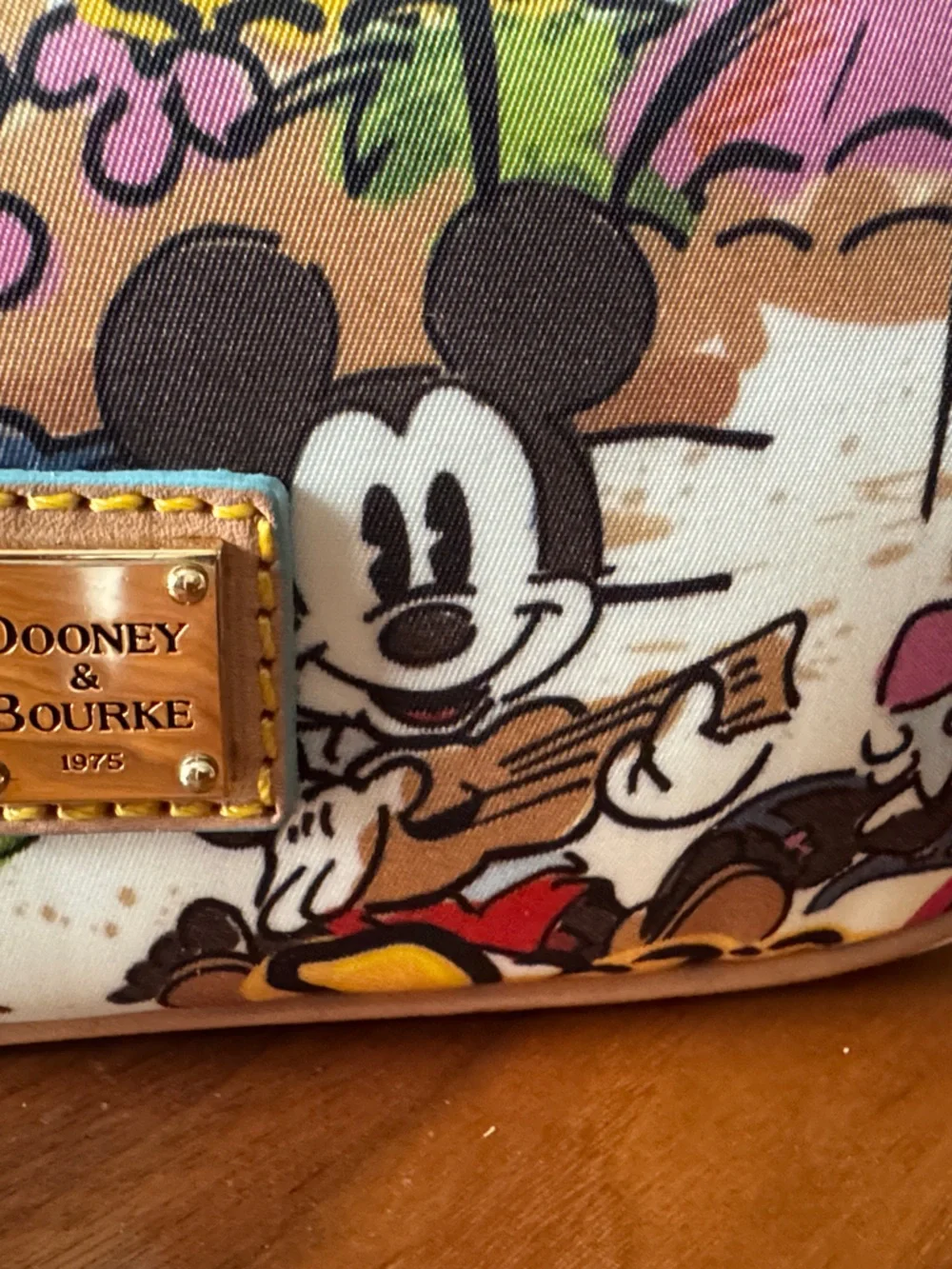 Dooney & Bourke Multicolor Mickey & Minnie Printed Crossbody Aulani Beach Scene